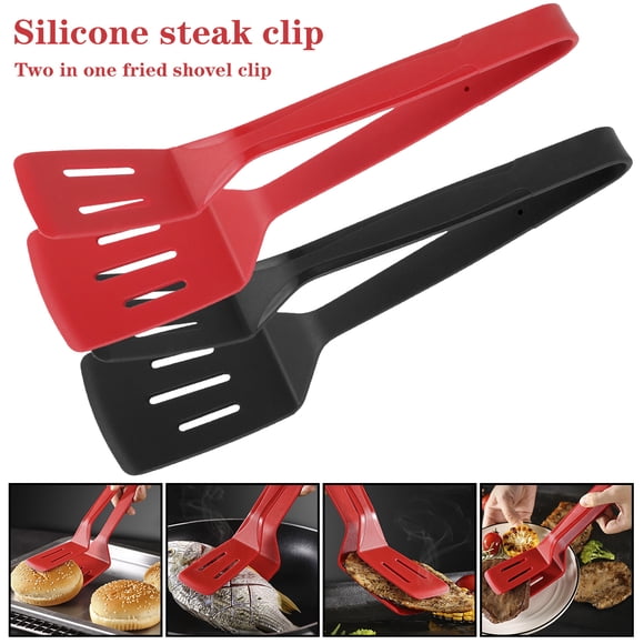 Grusce Pinzas de Cocina de Silicona Pinzas para Filete, Espátula Multiusos de Acero Inoxidable para Pinza para Barbacoa, Pinza para Pan/pinza para Filete Frito/pescado Volteado/aletas Giratorias para Filete de Res