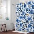 thumbnail image 5 of Blue Floral Fabric Shower Curtain Watercolor Washable Shower Curtains for Bathroom, Waterproof Bath Curtain with Hooks Home Decor 36x72in, 5 of 8