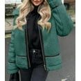 thumbnail image 7 of Women's Faux Fur Leather Patchwork Moto Jacket - Sherpa Lined Winter Coat with Zip Up, Trendy Cold Weather Outerwear, 7 of 7