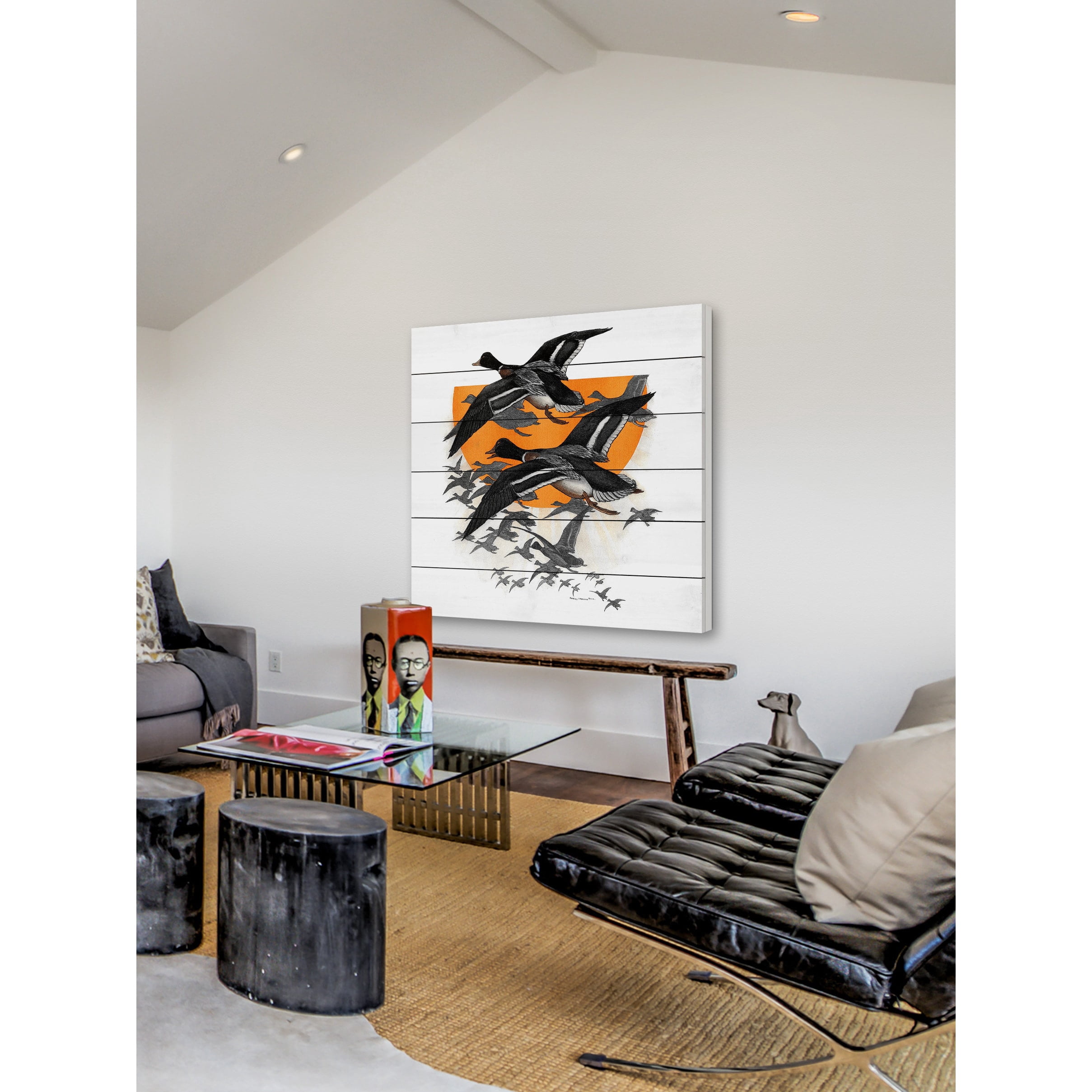 Marmont Hill "Flock of Geese" Painting Print on White Wood