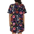 thumbnail image 6 of Fotbe Dancing Skeletons Floral Garden Print Pajama Set for Women 2 Piece Loungewear Short Sleeve Tops and Shorts Set Soft Sleepwear-Large, 6 of 7