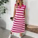thumbnail image 5 of Vestido de Verano para las Mujeres, Bolsillo sin Mangas Cuello Turndown Vestido de la Mitad de la Ternera, Moda Poliéster Casual, 5 of 9