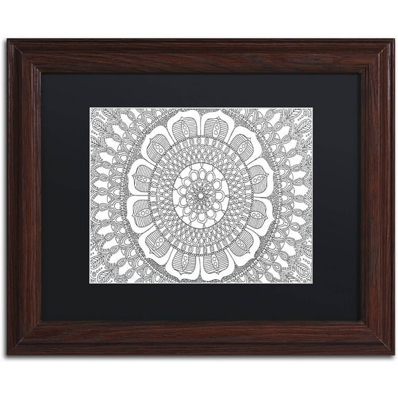 Trademark Fine Art "Flower Mandala" Canvas Art by Hello Angel, Black Matte, Wood Frame