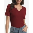 thumbnail image 2 of Womens Tops Crew Neck Summer Short Sleeve Casual Slim Fitted Tshirt, 2 of 6