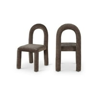 Meridian Furniture Amari Brown Chenille Fabric Dining Chair, Set of 2