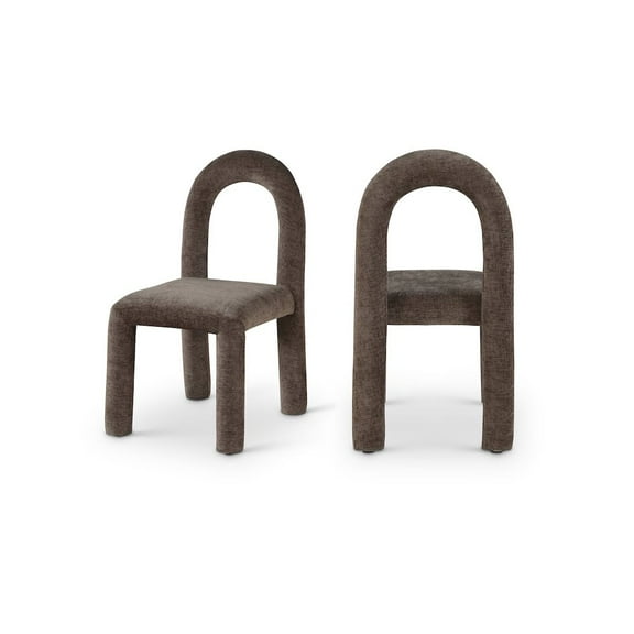 Meridian Furniture Amari Brown Chenille Fabric Dining Chair, Set of 2