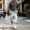 thumbnail image 5 of UDAUDU Men's Streetwear Cargo Pants Athletic Hiking Drawstring Elastic Waist Wide Leg Trousers Outdoor Hiking Relaxed Fit Pants with Pockets White 4XL, 5 of 8
