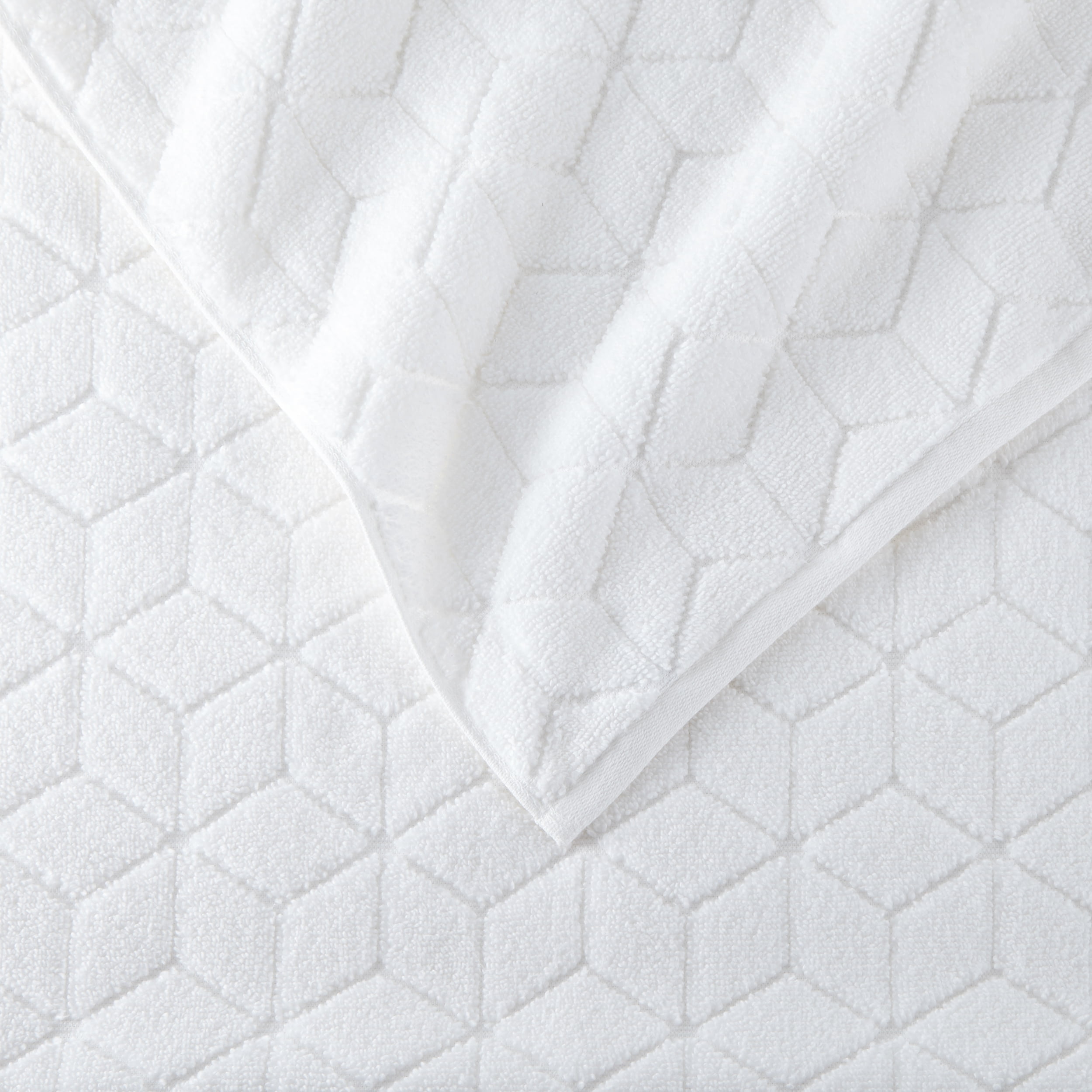 WelHome 100% HYGROCOTTON® 6-Piece Textured Soft Towel Set, White Towels Set, 550 GSM, 2 Large White Bath Towels 30" x 56", 2 Hand Towels, 2 Washcloths, Absorbent & Soft White Bathroom Towels