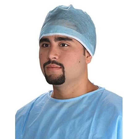 100 Disposable Surgeon Surgical Dental Scrub Cap Hat Blue Non Vent. (Best Non Wrinkle Scrubs)