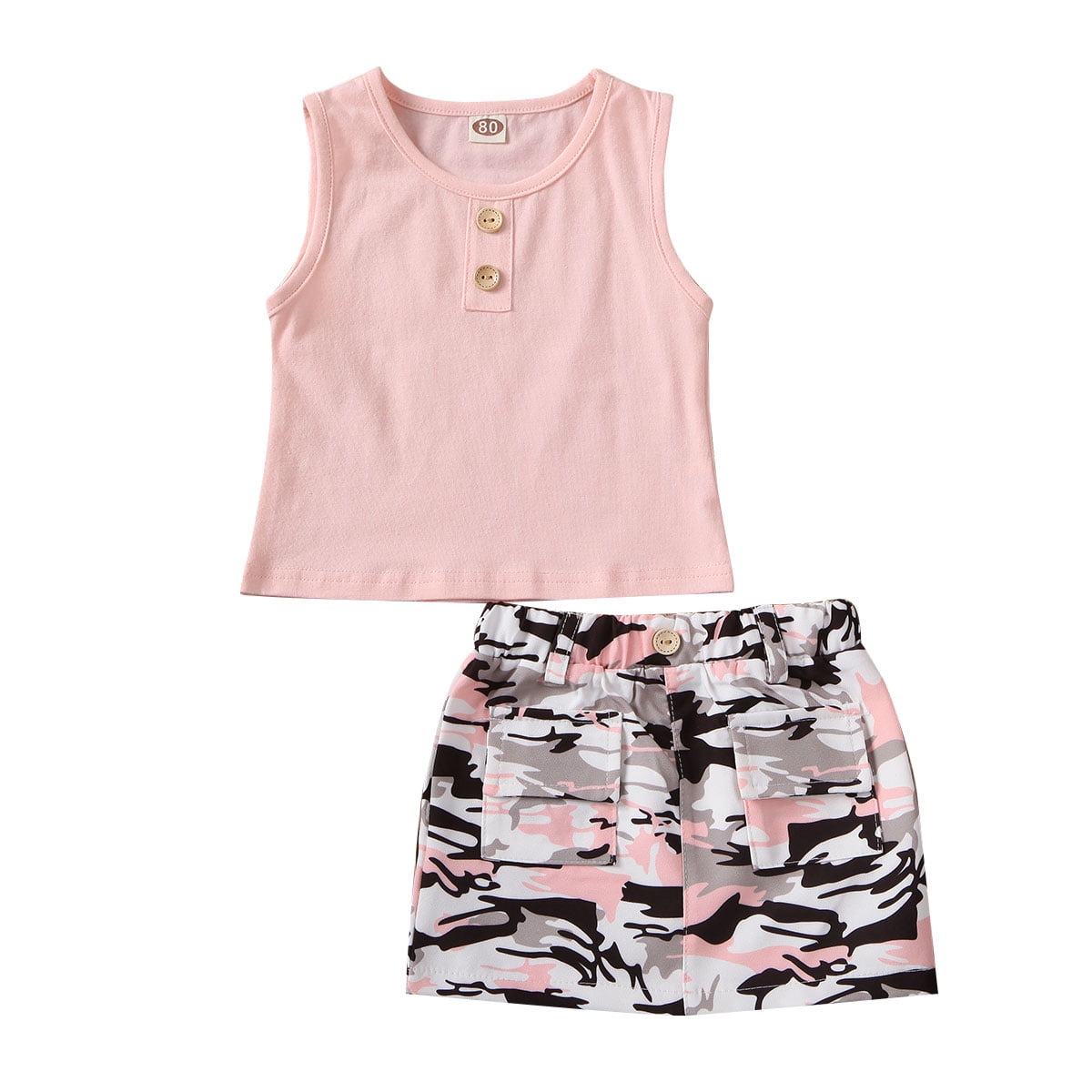 Newborn Toddler Kids Baby Girls Sleeveless Tank Tok Tops+Mini Shorts Outfits Set 