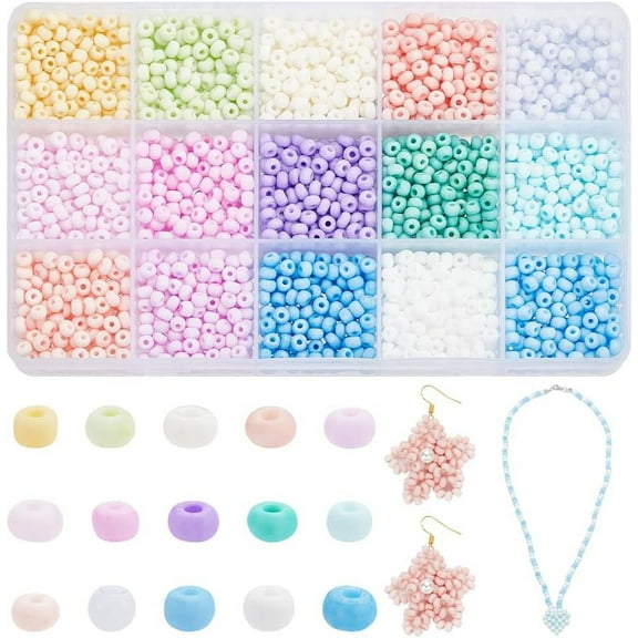 1500pcs Candy Color Seed Beads 15 Colors Glass Beads 6/0 4mm Waist Beads Spacer Beads Tiny Glass Bead Kit Jewelry Making