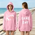 thumbnail image 4 of YVNAURA Plus Size Fleece Hooded Sweatshirt for Women Football Pullover with Pockets Oversized Fall 2026 Hoodie Cozy Game Day Top Casual Warm Sweater, Pink,XXXL, 4 of 9