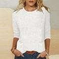 thumbnail image 2 of Olyvenn Women's Casual 3/4 Sleeve T-Shirts Round Neck Cute Tunic Tops Basic Tees Blouses Loose Fit Pullover White XXL, 2 of 4