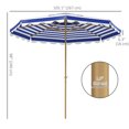 thumbnail image 3 of Outsunny 9FT Patio Umbrella, 45° Tilting Parasol with 8 Ribs, Crank, Blue, 3 of 10