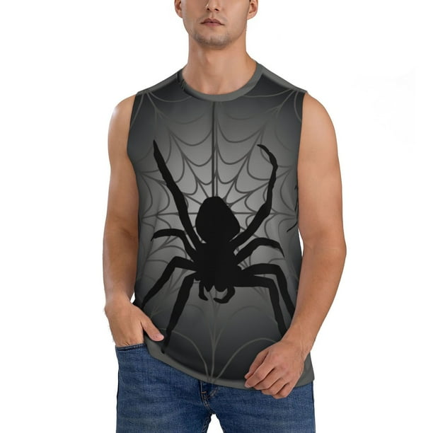 Balery Black Spiders Camisetas sin mangas para hombre, absorbe la humedad y protege contra el mal olor.-Small