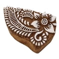thumbnail image 1 of Handcarved Floral Printing Block Scrapbook Stamp Brown Wooden Textile Stamps, 1 of 3