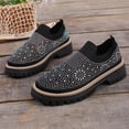 thumbnail image 6 of Miluxas Women's Rhinestone Glitter Slip on Sneakers,Thick-Soled Platform Loafers Fashionable Round Toe Casual Shoes Black 9(42), 6 of 9