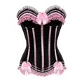 thumbnail image 1 of Sexy Satin Lace Overlay Corset Bustier Overbust Burlesque Corselet Top Bodyshaper Lingerie Showgirl Party Costume Plus Size, 1 of 3