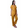 thumbnail image 3 of Moomaya Pyjama Chemise en Coton Imprimé Col à Encoche Tenue de Nuit Ensemble de Pyjama pour Femme, 3 of 6