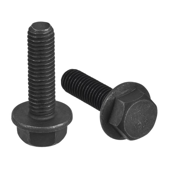 Unique Bargains M8x25mm Hex Flange Bolts, 10 Pack 10.9 Grade Carbon Steel Hexagon Head Screws
