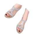 thumbnail image 3 of TrendOFT Womens Footbed Sandals Casual Stylish For Everyday Comfort With Open Toe And Rhinestone Perfect For Summer Wear With Dresses Sandales Plateforme Pour Femmes Silver 35, 3 of 9