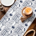 thumbnail image 3 of Blue Tropical Plant Table Runner 72 Inches, Summer Palm Trees Coastal Starfish Bed Runner Dresser Scarves Tabletop for Indoor Outdoor Parties/Ceremony/Banquet, 16" x 72", 3 of 9