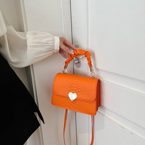 Bolsa De Hombro Bolsos de mujer Moda Cocodrilo Patrón Tote Purse Crossbody Bag (Naranja)