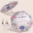 thumbnail image 2 of Double Layer Folding Umbrella Flower Printed UPF50+ Sun Rain Umbrella UV Protection Vinyl coating Parasol Sun Shade Umbrella, 2 of 6