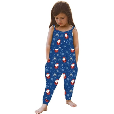 

Leutsin Toddler Baby Girl Jumpsuits Strap Romper Christmas Wapiti Pants With Pockets