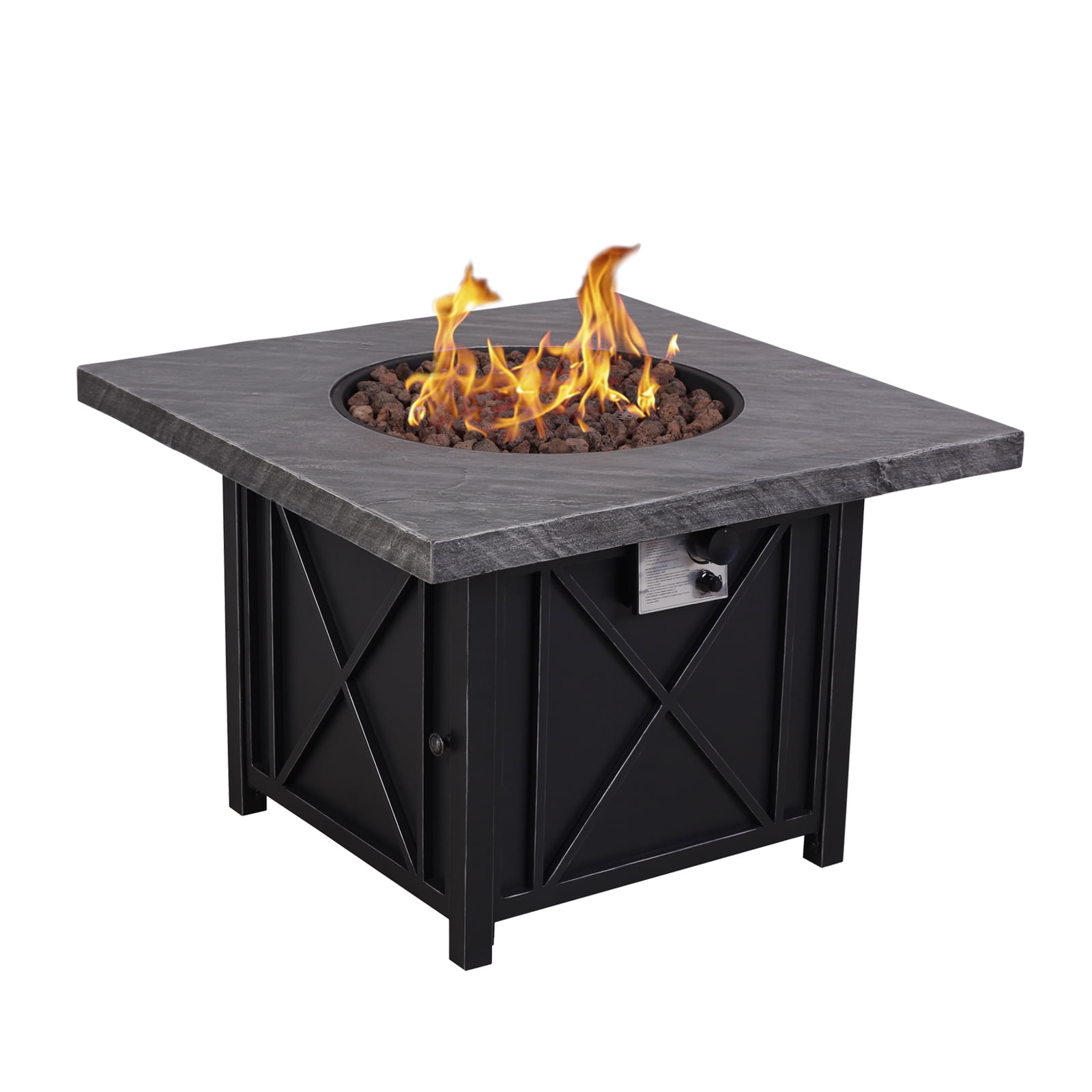 Afterglow 34.5" Propane Fire Table - Outdoor Tabletop Fire Pit for Patio, Backyard & Garden | Terra Fab Top & Steel Base | Includes Weather Resistant Cover, Lava Rocks | 40,000 BTU, CSA Certified