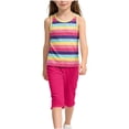 thumbnail image 2 of Frnrwgo 2 Piece Girls Outfit Coloforful Striped Sleeveless Top and Cropped Pants Sets For Summer Size 1-12 Years, 2 of 5