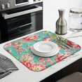 thumbnail image 2 of Microfibre Drying Mat for Kitchen Coral and Floral Dish Drying Drainer Mat Absorbent Pioneer Drying Mat Washing Up for Glass, Plate & Cup 16inch X 18inch, 2 of 7