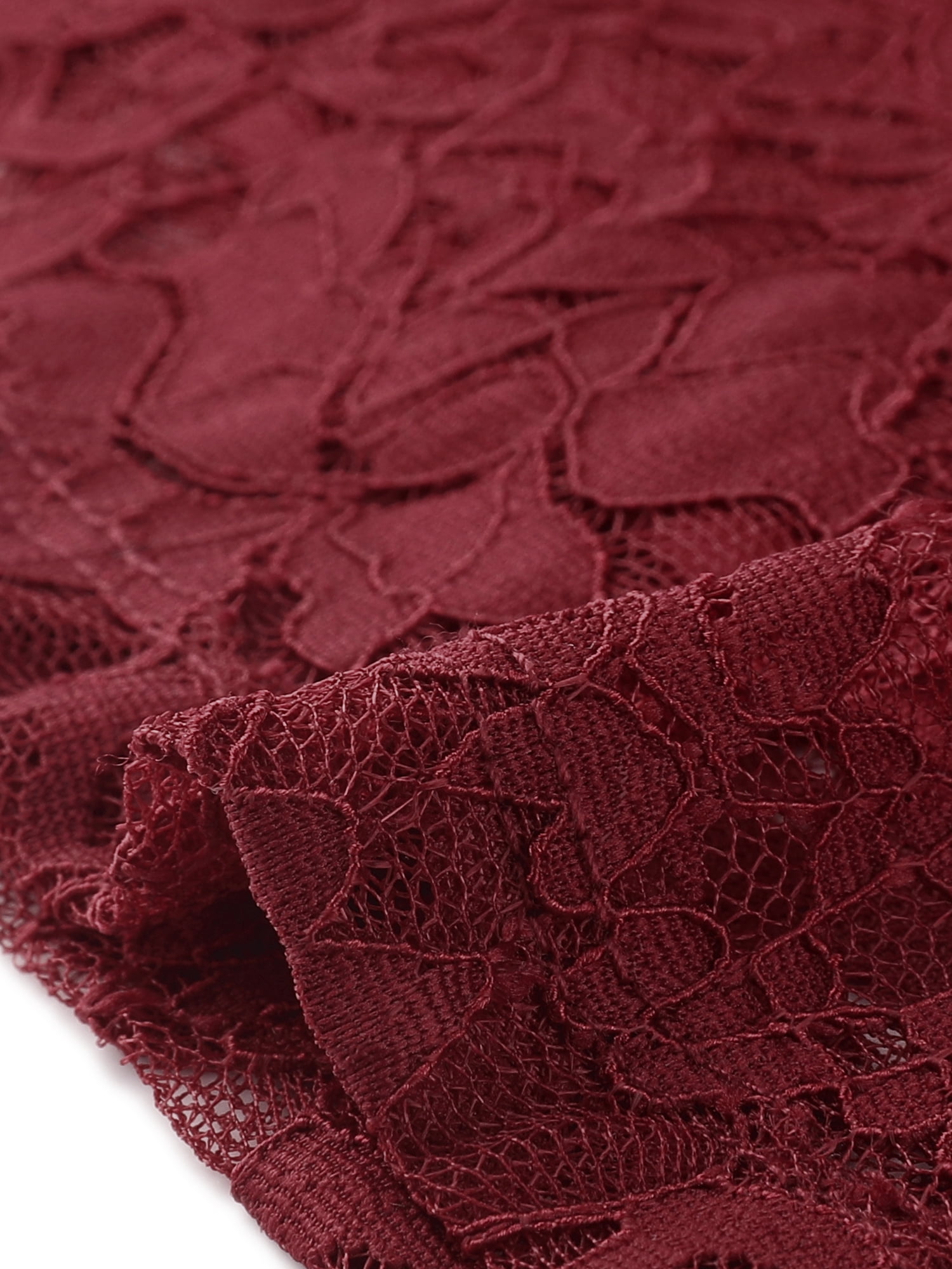 DARING DIVA Floral Lace Shirt Lace Scalloped Trim Blouse M Burgundy