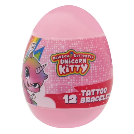 Way to Celebrate Rainbow Butterfly Unicorn Kitty Tattoo Bracelet Jumbo Egg