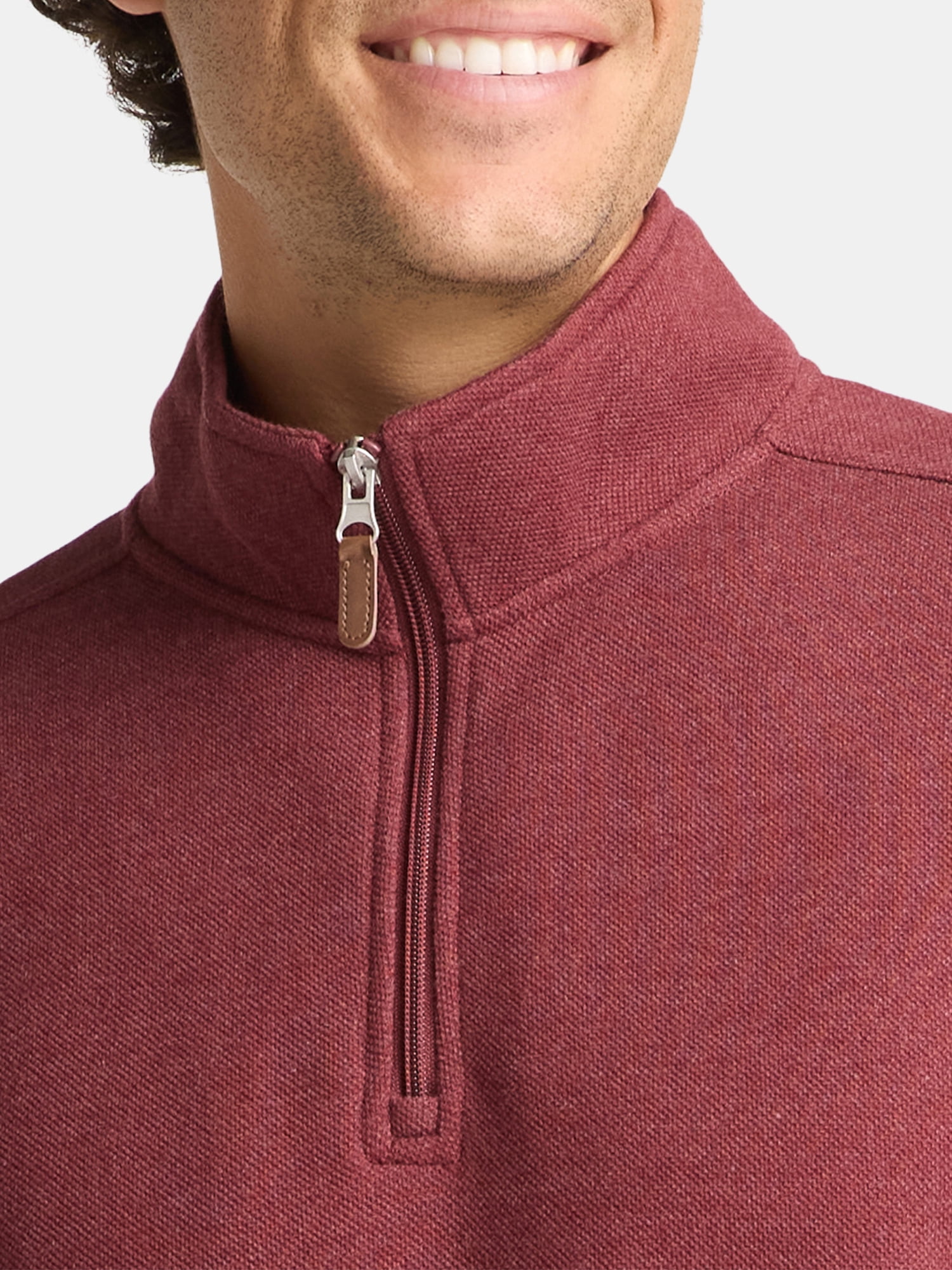George Men's and Big Men's Pique Fleece Quarter Zip Pullover with Long Sleeves, Sizes S-3XL