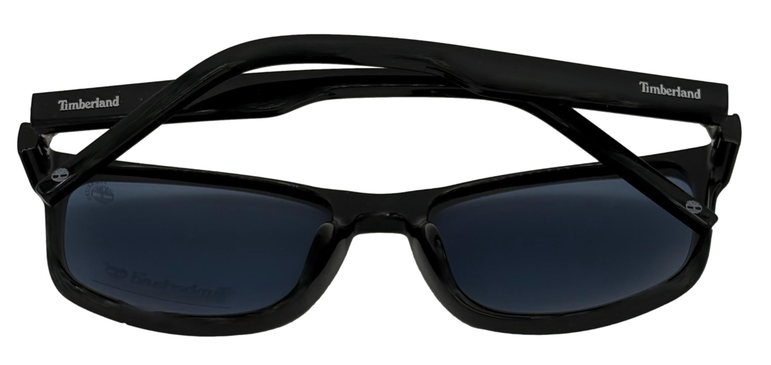 Timberland Polarized Lens Men's Square Sunglasses, Shiny Black