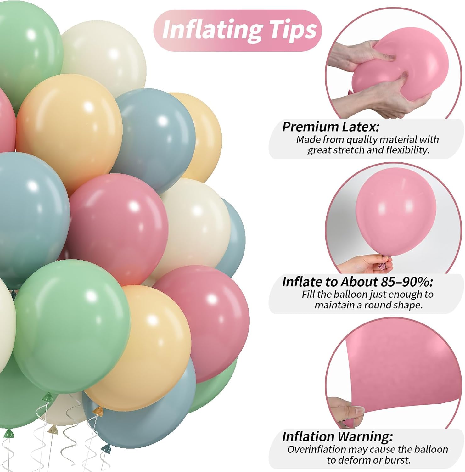 Pink Blue Green Balloons, Retro Blush Pink Sage Green Dusty Blue Ivory White Nude Latex Balloons  Pastel Rainbow Goose Party Balloon for Flower Fairy Baby in Bloom Shower Birthday Party Decoratio