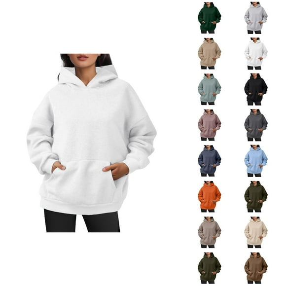 Womens Hoodie 2025 Fall Winter Oversized Blank Plain Basic Hoodies with Pocket Hooded Sweatshirt Hoodie Women Pullover