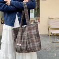 thumbnail image 4 of Bolso de mujer de gran capacidad de invierno 2024 nuevo bolso de mano a cuadros de lana retro bolso de mano bolso de hombro, 4 of 5
