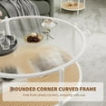 thumbnail image 4 of 30" Round Coffee Table with 2-Tier Rattan Shelf & Water-Wave Glass Top, Boho End Table with Metal Frame for Living Room or Office, 4 of 8