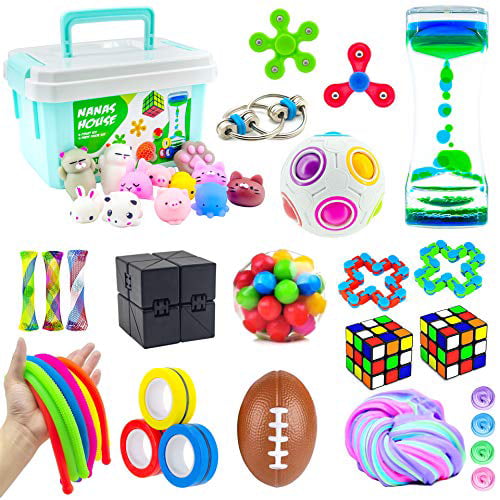 NANAHouse™ 16 Pack Increase Focus Relieves Stress Bundle Sensory Fidget Toys-Fidget Chain/Cube/Ring,Infinity Cube,Wacky Tracks Snap,Twisted Fidget ADD ADHD Toys for Kid and Adult 