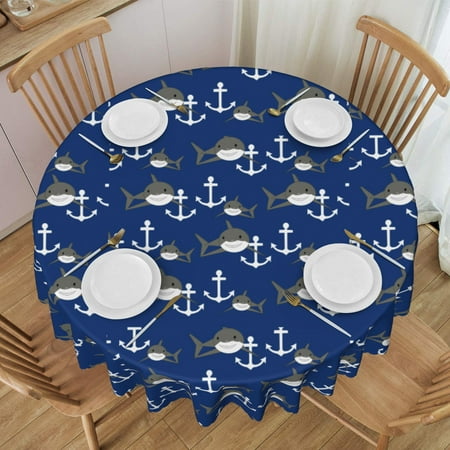 

Tablecloth Shark Anchor Table Cloth For Circular Tables Waterproof Resistant Picnic Table Covers For Kitchen Dining/Party
