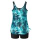 thumbnail image 4 of Trajes de baño Amzcrzy Tankini para mujer, trajes de baño, trajes de baño de dos piezas con control de abdomen, bikini para mujer, estampado conservador, espalda con tiras, azul cielo, L, 4 of 5