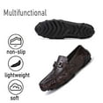 thumbnail image 3 of Mens Leather Loafers Comfortable Non-slip Driving Shoes Lightweight Office Shoes Business Boat Shoes Brown 9 US, 3 of 7