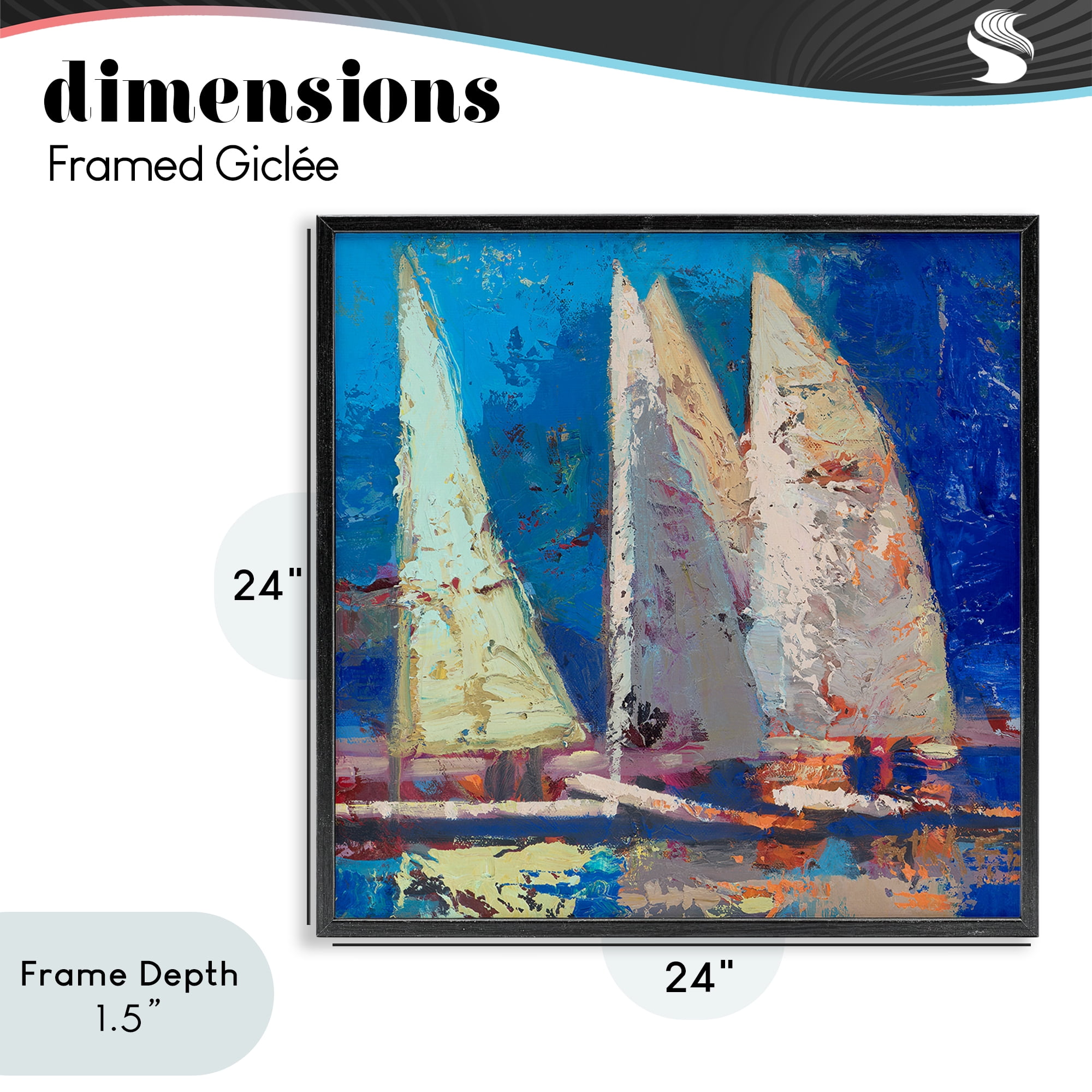 Stupell Industries A Strong Wind Sailboats Black Framed Giclee Art, design by Beth A. Forst