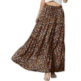 thumbnail image 5 of Cueply Long Skirts for Women Pleated Elastic High Waist drawstring Tiered Maxi Skirt with Pockets, 5 of 7