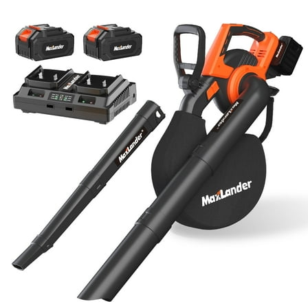 MAXLANDER Cordless Leaf Blower & Vacuum with Bag, 3-in-1 Brushless Battery Powered Leaf Vacuum Mulcher 40V 170MPH 360CFM 5 Speeds Leaf Blowers for Lawn Care 2x4.0Ah Battery & Charger Included