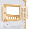 thumbnail image 3 of Twin over Twin House Shaped Frame Loft Bed with Roof , Window, Window Box, Door, Wooden Bunkbed with Safety Guardrails and Ladder, Natural+White, 3 of 8