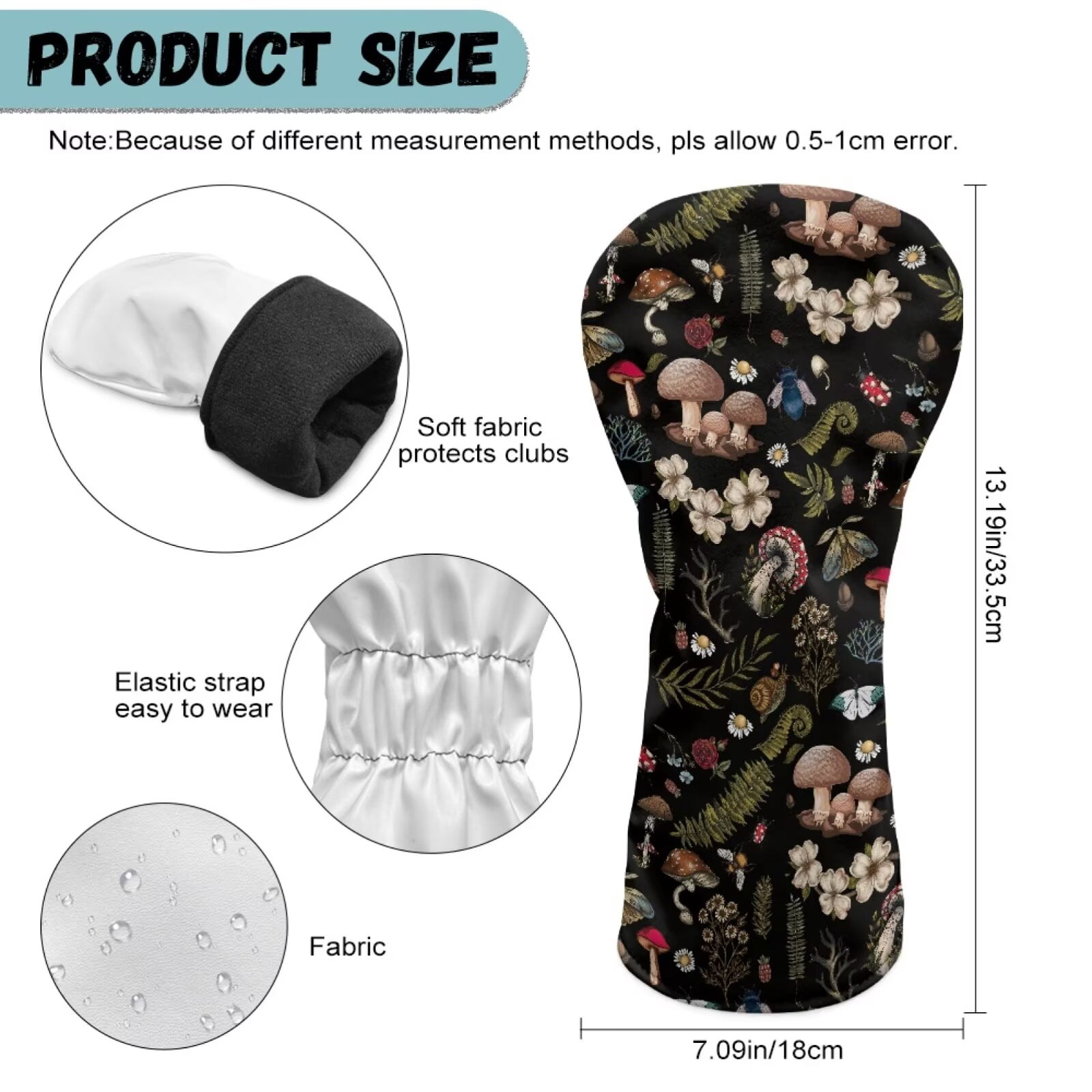 Uorisanigo Golf Club Head Covers Set of 3 - Waterproof PU Leather Aesthetic Mushroom Golf Club Headcovers Premium Lightweight Golfs Head Cover with Anti-Scratch Protection for Men & Women