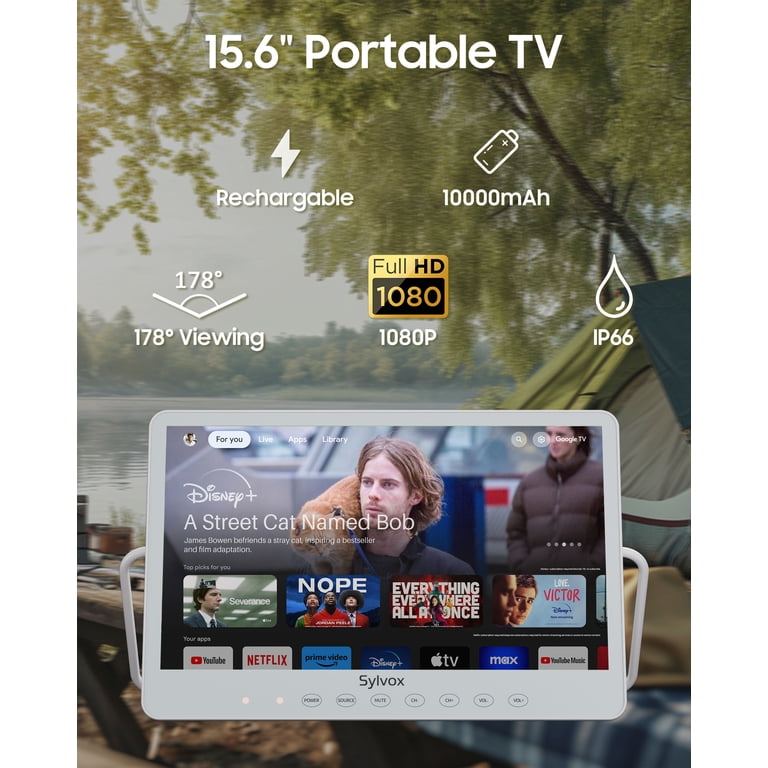 SYLVOX 15.6'' Portable Smart TV, IP66 Waterproof, 1080P Ultra